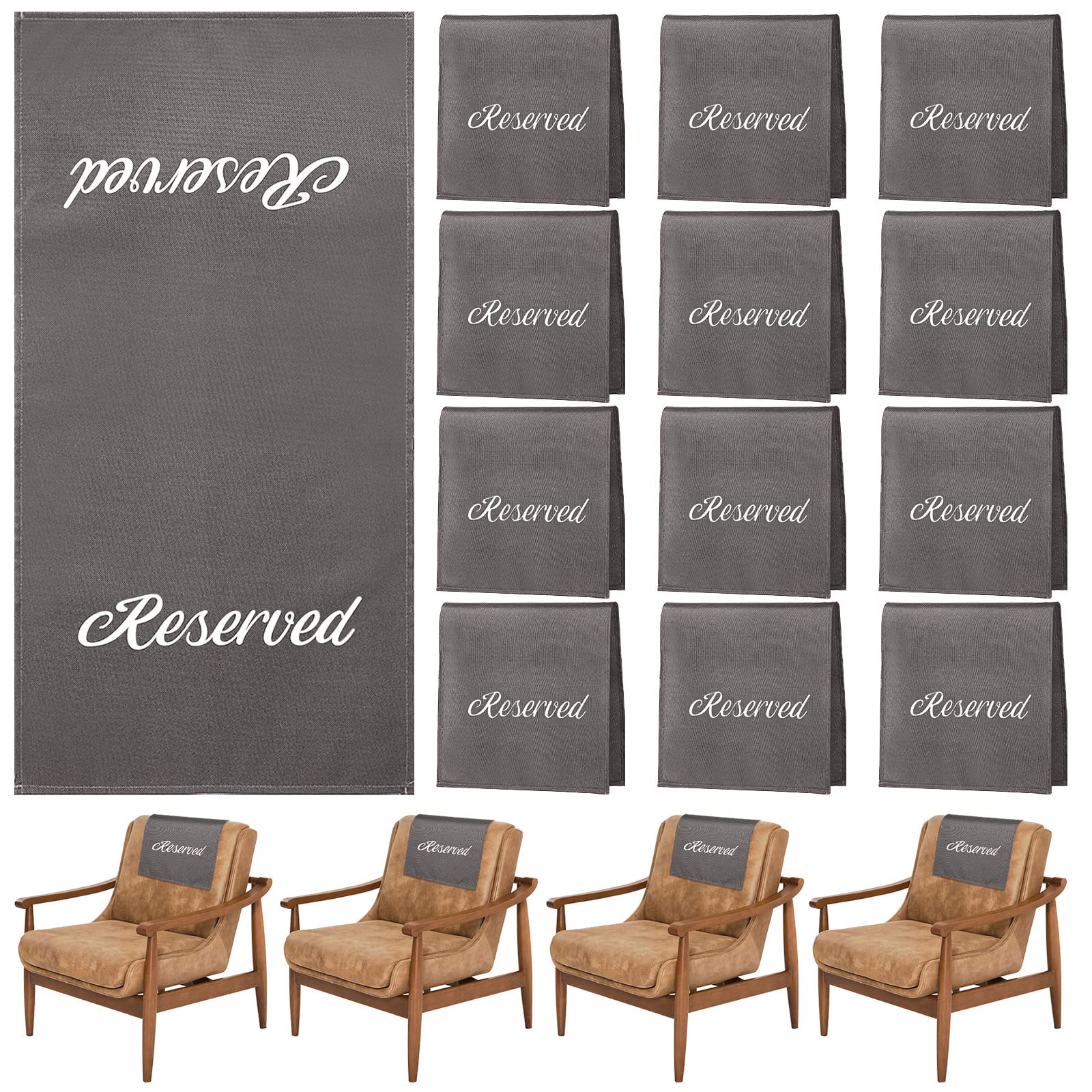 Tatuo 12 Pieces Reserved Signs for Pews Reserved Pew Cloths 22 Inch Reserved Seating Signs Placeholder for Church Pew Seats Wedd