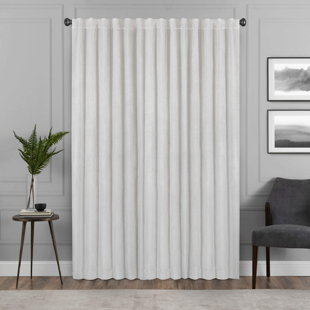 Eclipse Harper Velvet Rod Pocket Curtains For Bedroom, Single Panel, 50 In X 63 In, Snow