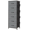 Somdot Tall Dresser For Bedroom With 6 Drawers And Side Pockets, Storage Organizer Chest Of Drawers With Fabric Bins For Closet Bedside Nursery Living Room Entryway Hallway, Charcoal Grey