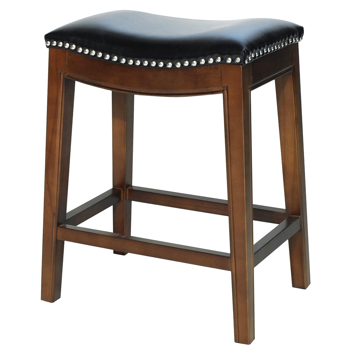 New Pacific Direct Elmo Bonded Leather Counter Stool,Cinnamon Brown Legs,Black