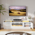 oneinmil Fireplace TV Stand with 36    Electric Fireplace, 70    2 Tier TV Console Stand for TVs Up to 80, LED Light Entertainme