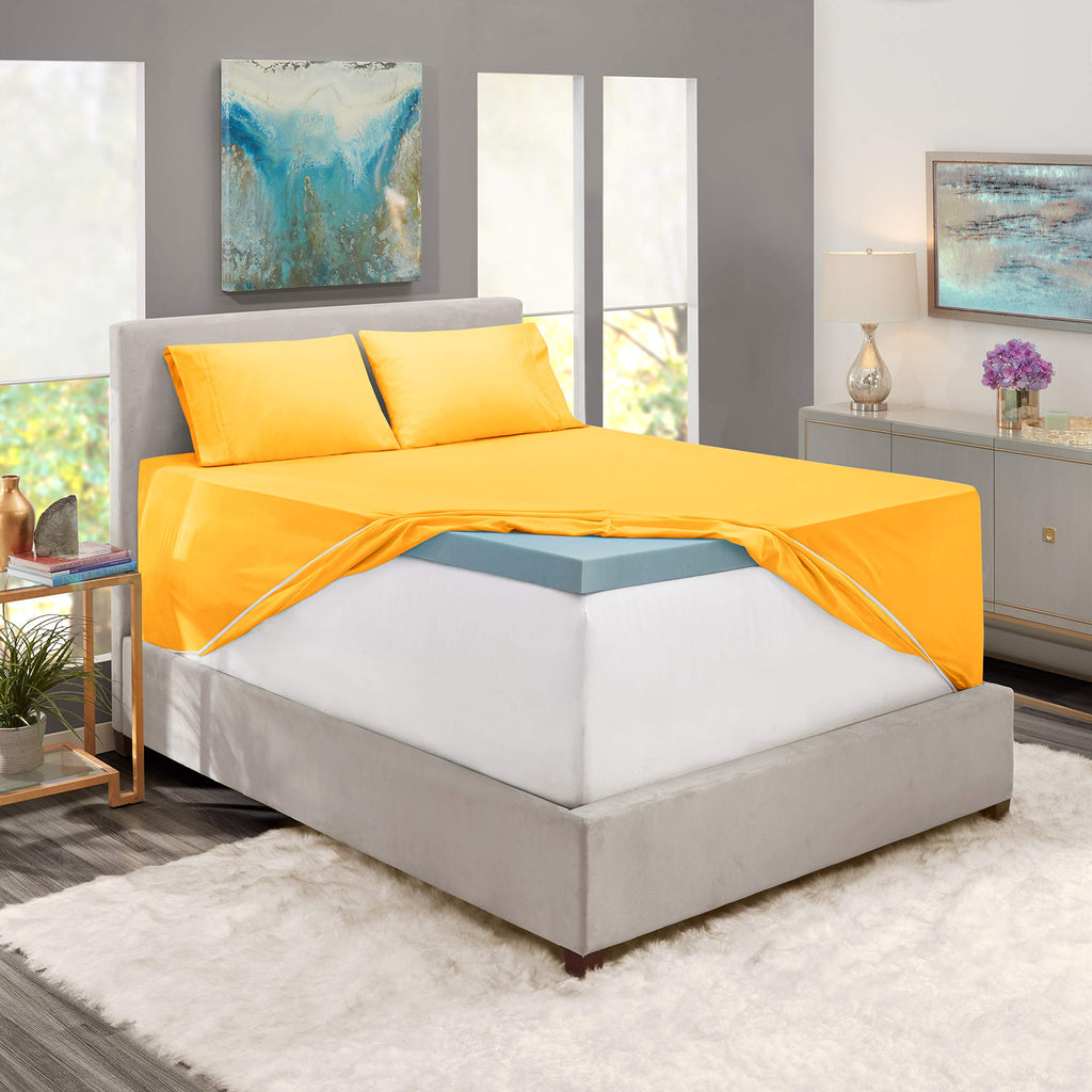 Nestl Extra Deep Pocket Sheets - Fits Mattress 18-24 Inches Deep, Extra Deep Pocket Full Size Sheets Sets, 4 Piece Full Size Sheets, Full Sheets Deep Pocket, Yellow Sheets