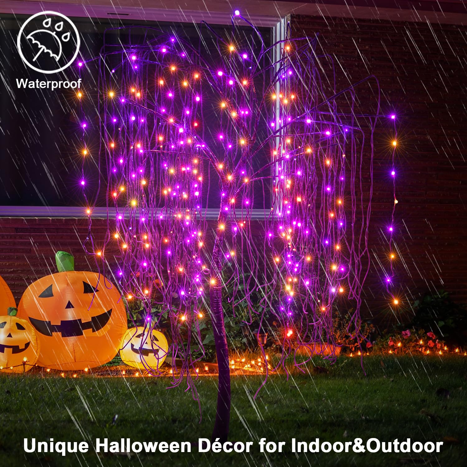 Lightshare 7 Feet Halloween Willow Tree, 256 Led Lights For Home, Festival, Nativity,Party, And Christmas Decoration,Includes Sp