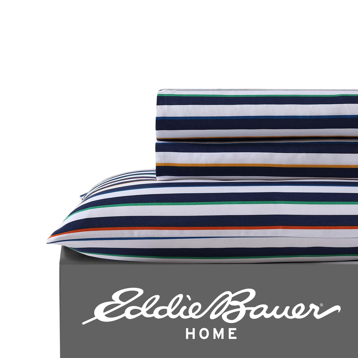 Eddie Bauer Kids - Full Sheets, Stain Resistant Kids Bedding, Ideal for Toddler Bedding Set (Stripes Game Blue, Full)