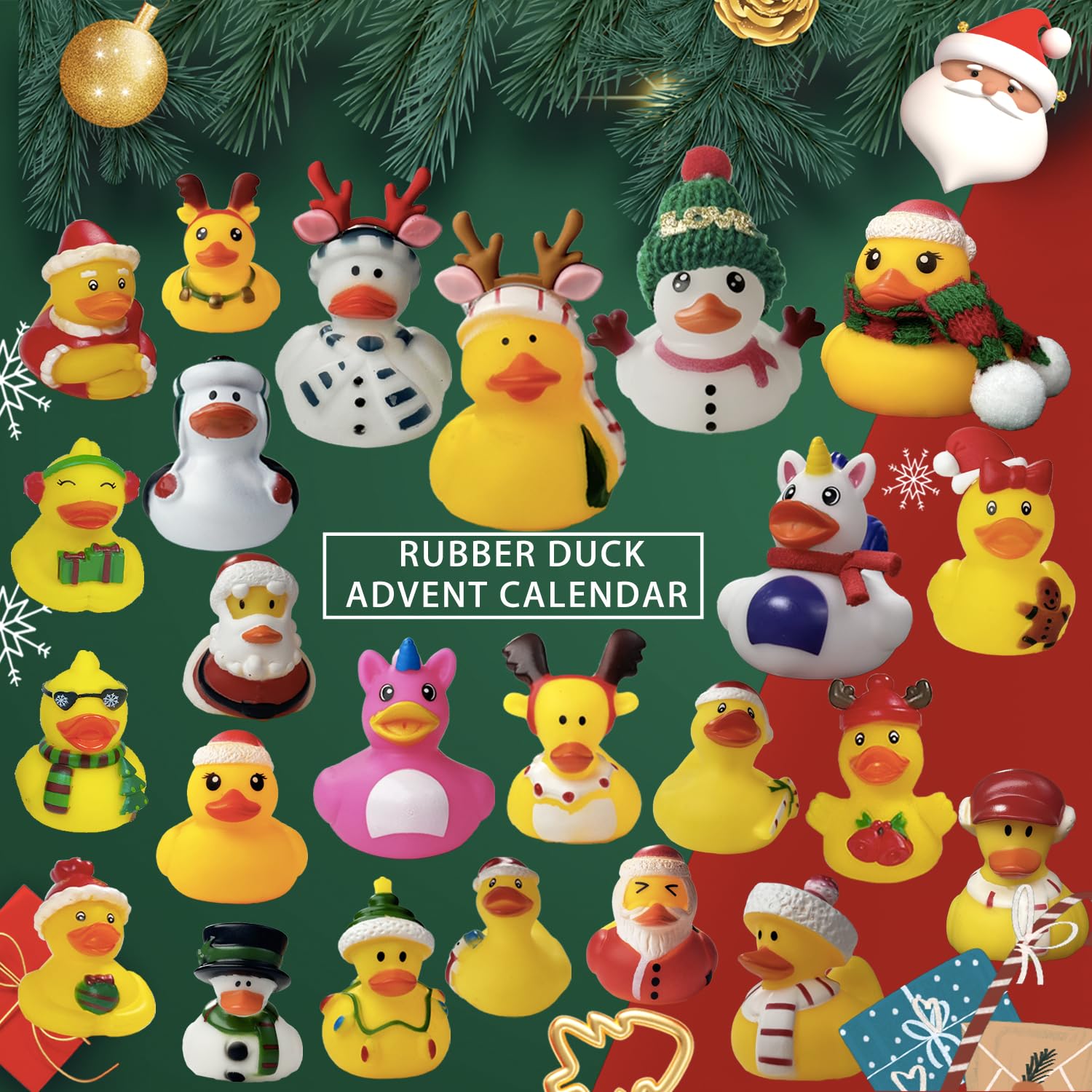 Advent Calendar 2024, Rubber Duckies 24 Days Surprises Gift For Kids Toddlers Boys Girls, Christmas Holiday Countdown Gift For 3