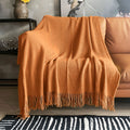 Lomao Knitted Throw Blanket With Tassels Bubble Textured Lightweight Throws For Couch Cover Home Decor (Orange, 50X60)