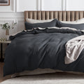 Bedsure Cotton Duvet Cover Set - 100% Cotton Waffle Weave Charcoal Duvet Cover Oversized Queen Size, Soft And Breathable Duvet C