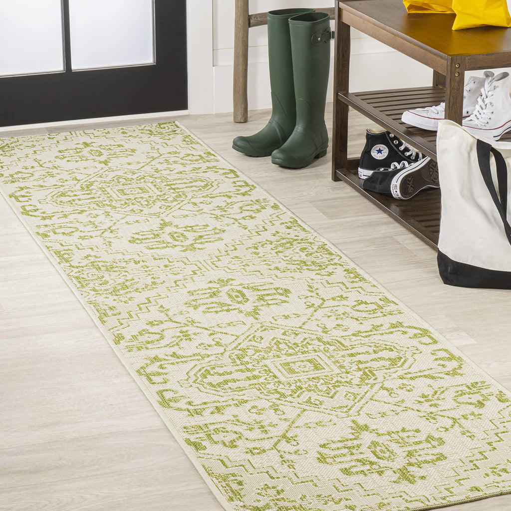 Jonathan Y Smb105E-210 Estrella Bohemian Medallion Textured Weave Indoor Outdoor Area-Rug, Coastal Traditional Easy-Cleaning,Bed