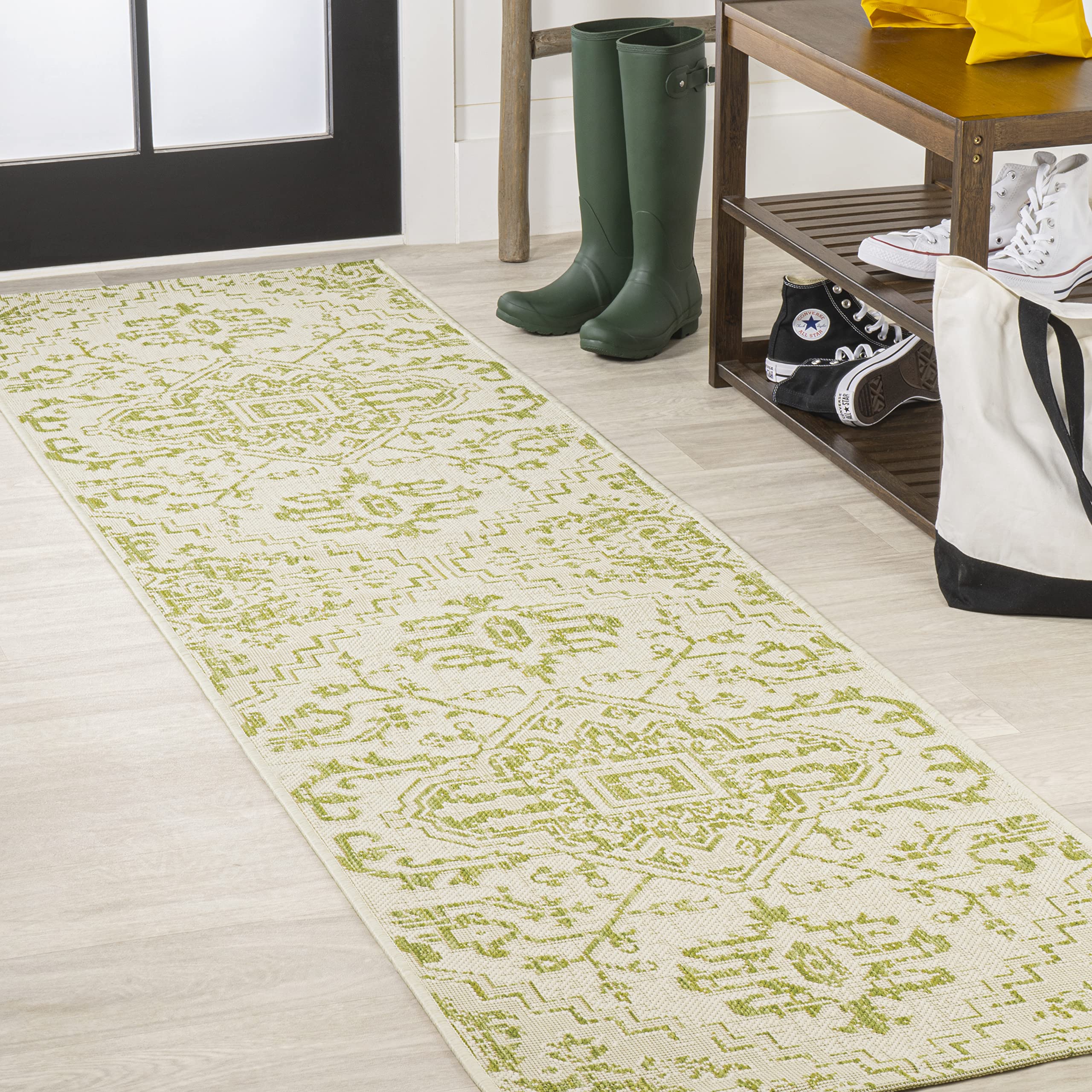 Jonathan Y Smb105E-210 Estrella Bohemian Medallion Textured Weave Indoor Outdoor Area-Rug, Coastal Traditional Easy-Cleaning,Bed