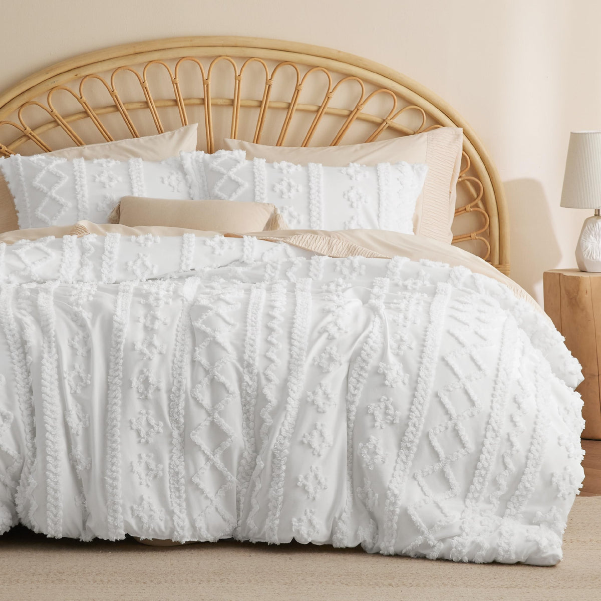 Bedsure Boho Comforter Set King - Dark Grey Jacquard Bedding Comforter Set, 3 Pieces Farmhouse Shabby Chic Embroidery Bed Set, S