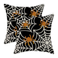 Yxuiyal Spider Web Throw Pillow Covers 18X18 Inch Set Of 2 Black Halloween Decorative Farmhouse Pillow Covers Outdoor Spider Dec