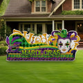 Mardi Gras Decorations 70.9 x 30.6 Inch Giant Mardi Gras Float Props Photo Booth Cardboard Cutout Stand up Mask Masquerade Carni