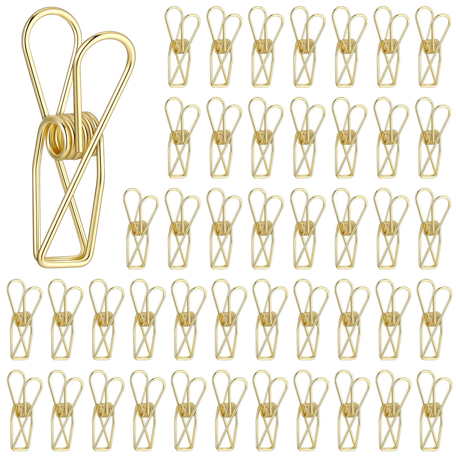Sabary 50 Pieces Gold Paper Office Binder Clips Small Metal Wire Hollow Out Multi Purpose Utility Clips For Bill Invoice Home Ki