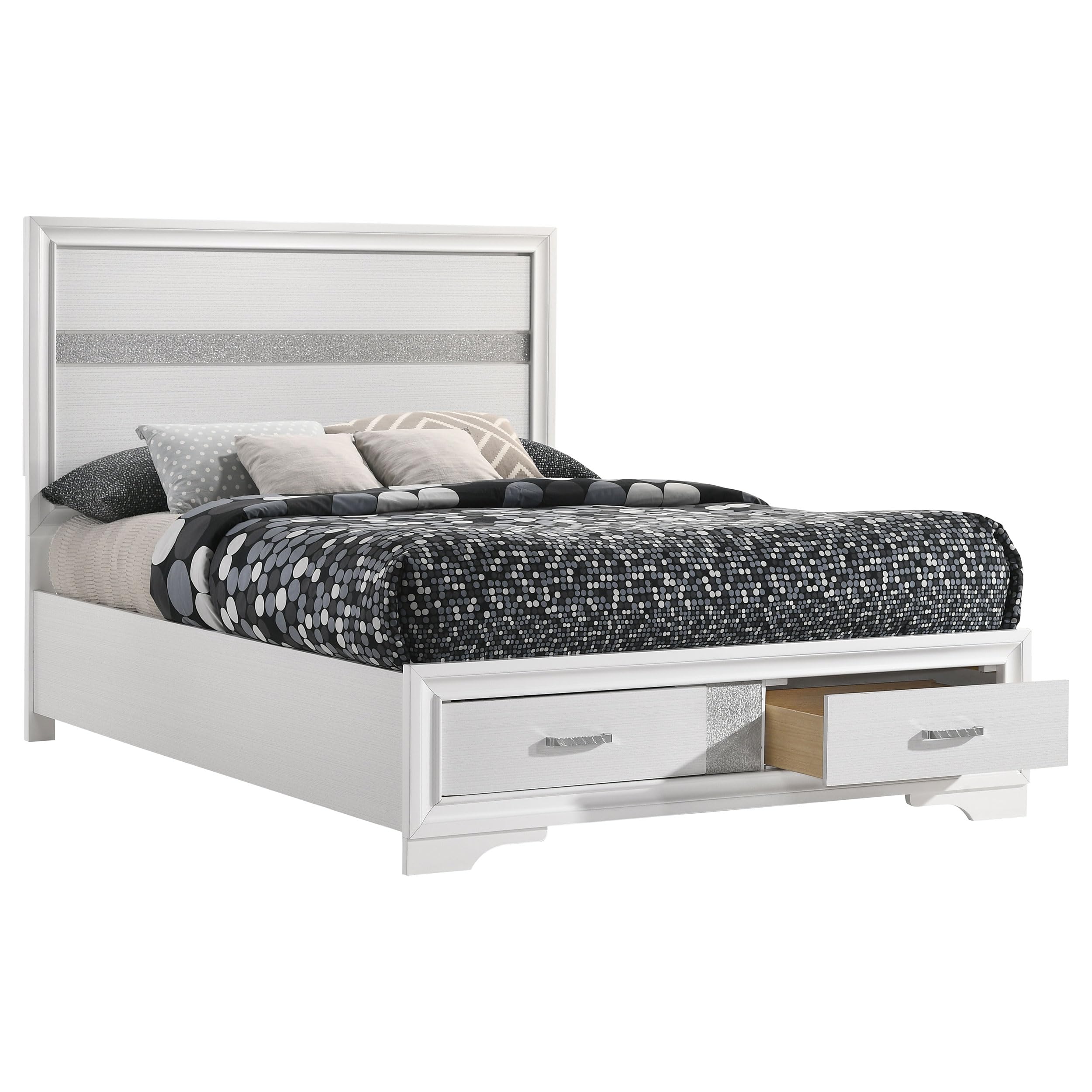Coaster Home Furnishings Miranda Contemporary Wood Full Size Storage Panel Bed Frame 50-inch Headboard White 205111F