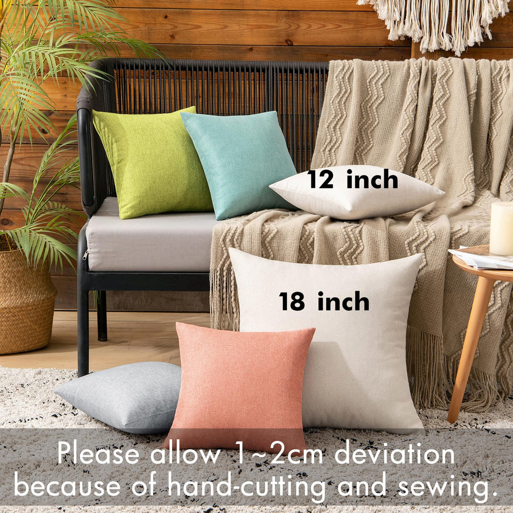 Miulee Pack Of 2 Decorative Outdoor Solid Waterproof Throw Pillow Covers Polyester Linen Garden Farmhouse Cushion Cases For Patio Tent Balcony Couch Sofa 12X12 Inch Rust