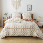 Honeilife Floral Duvet Cover Twin - 100% Cotton Comforter Cover Wildflower Duvet Cover Sets, Botanical Duvet Cover With Zipper C