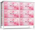 Sorbus Kids Dresser with 6 Drawers - Storage Chest Organizer Unit with Steel Frame, Wood Top & Handles, Tie-dye Fabric Bins for 