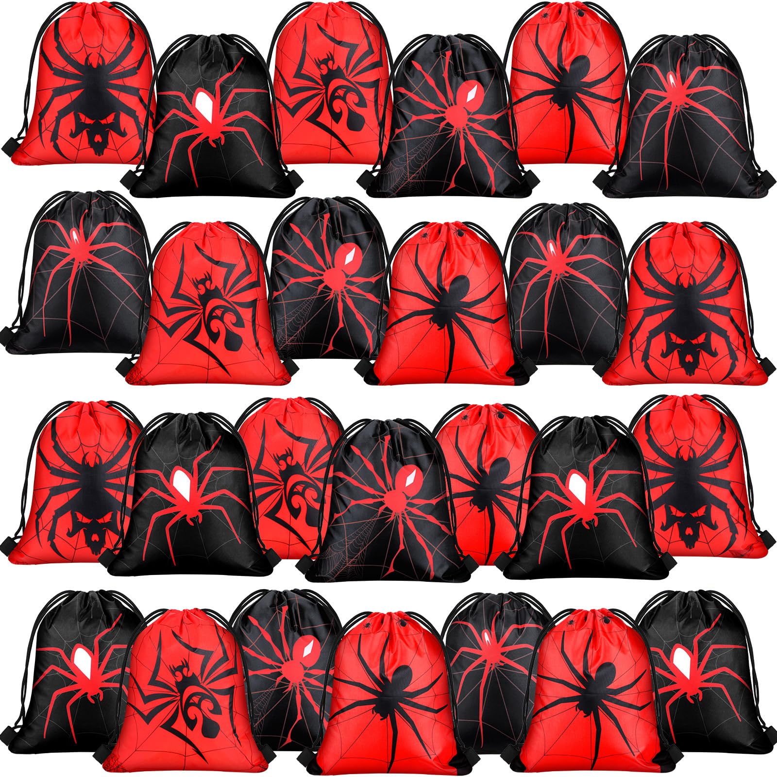 Lothee 15 Pcs Spider Web Drawstring Bags Birthday Party Decoration Spider Goodie Bag Kid Backpack for Birthday Party Supplies (N