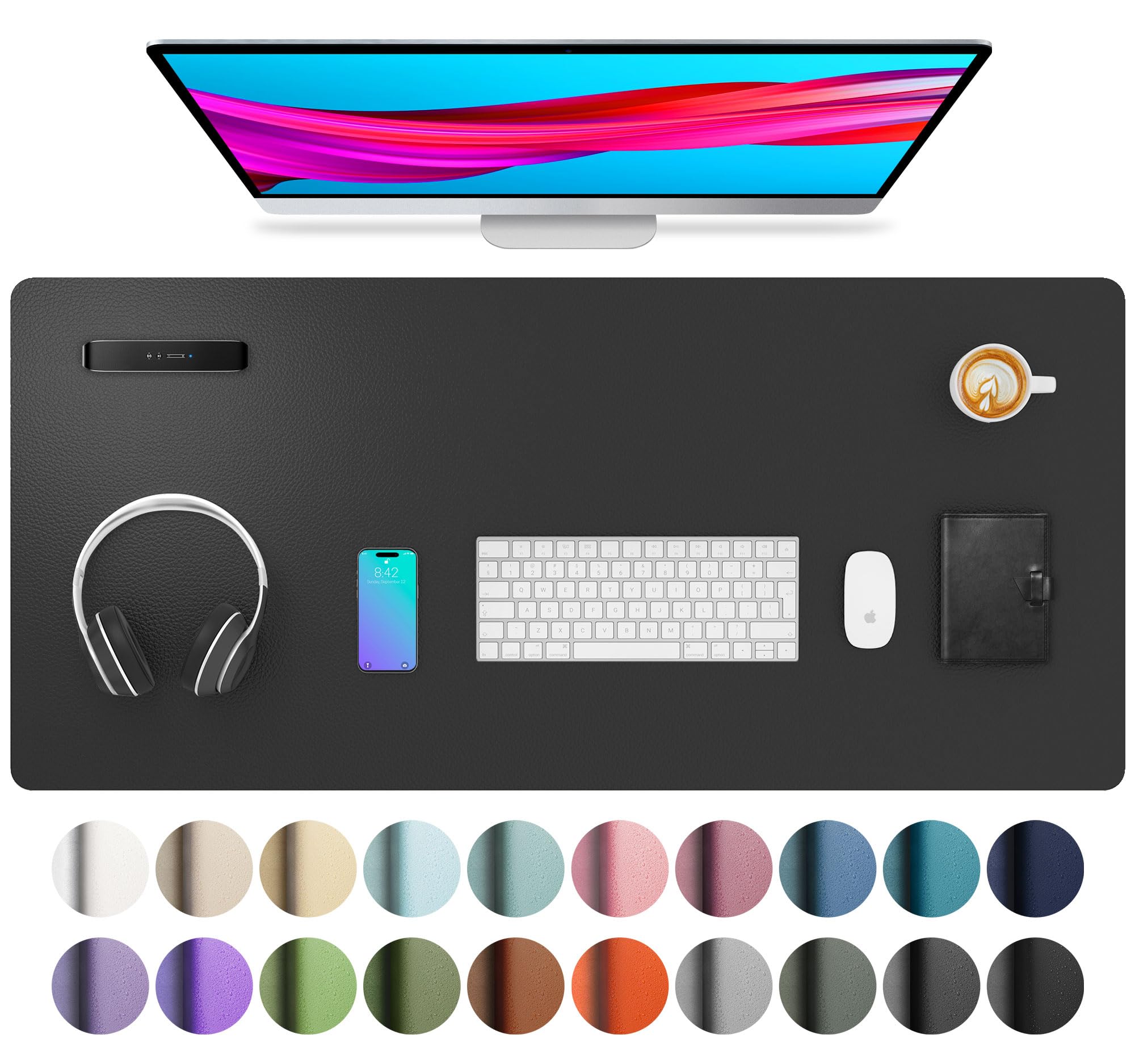 Leather Desk Pad Protector,Mouse Pad,Office Desk Mat,Non-Slip Pu Leather Desk Blotter,Laptop Desk Pad,Waterproof Desk Writing Pa