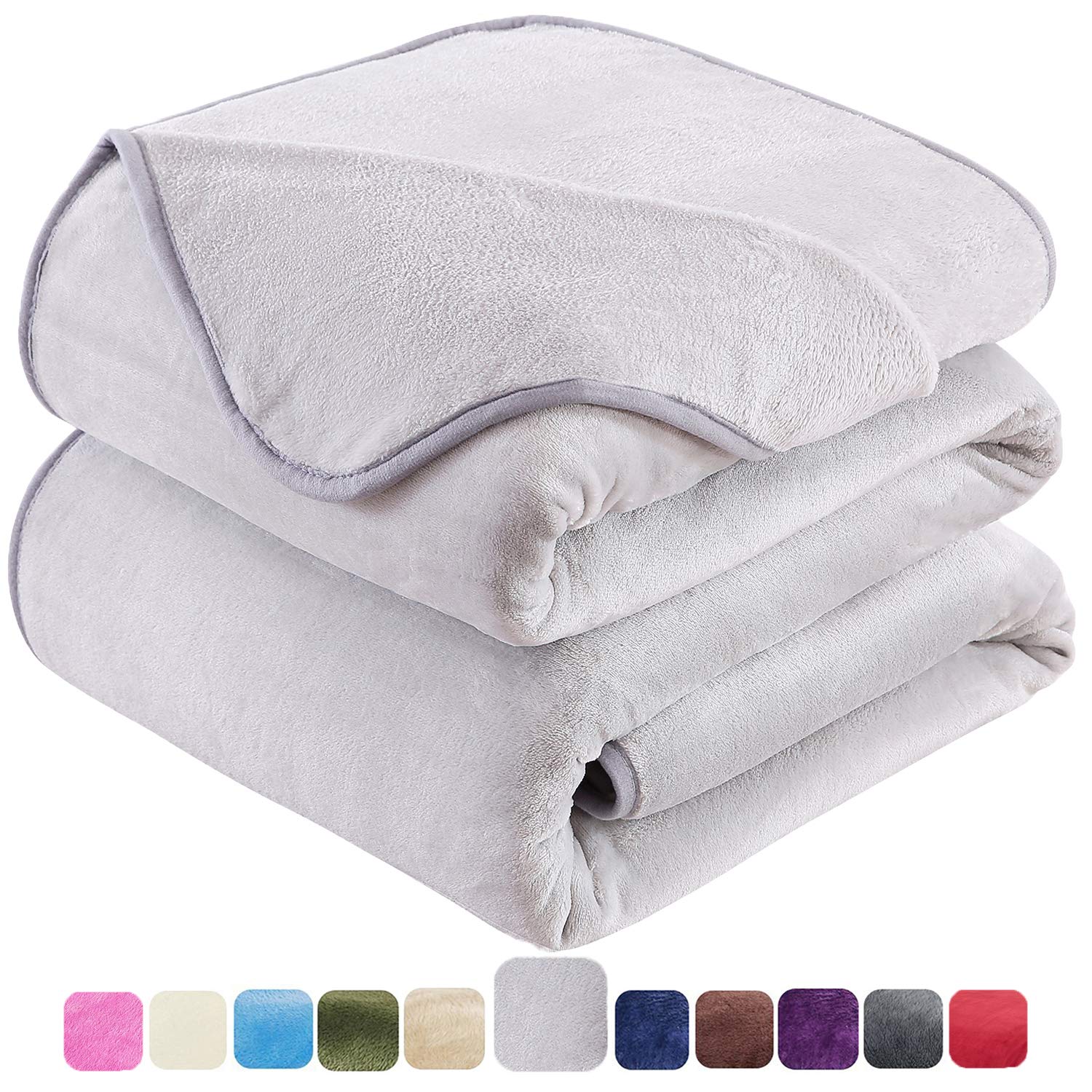 Soft Queen Size Blanket All Season Warm Fuzzy Microplush Lightweight Thermal Fleece Blankets For Couch Bed Sofa,90X90 Inches,Gra