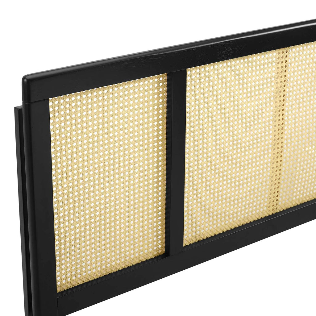 Modway Delmare Cane Woven Rattan Full Headboard In Black