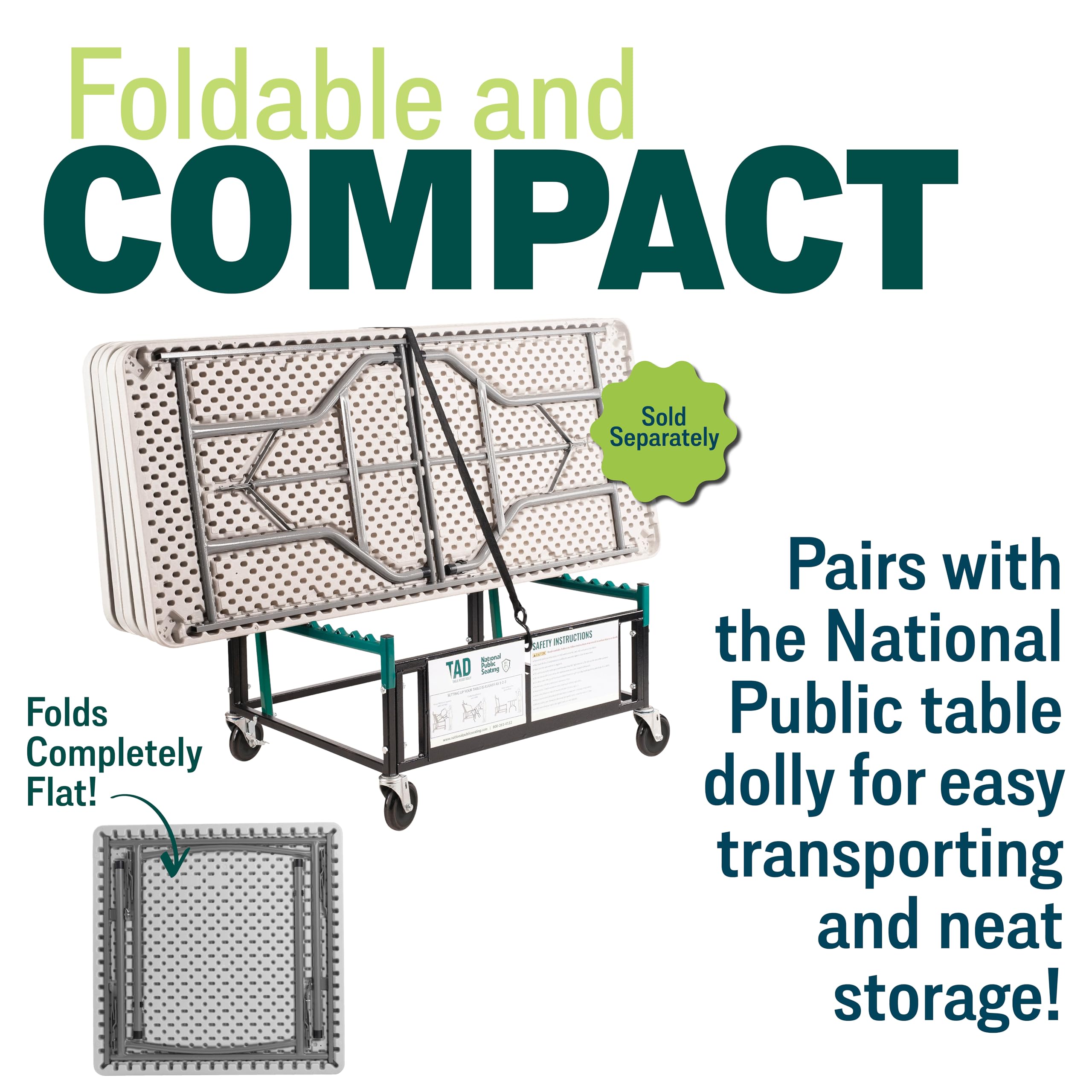National Public Seating 36" X 36" Square Plastic Folding Table