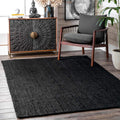 nuLOOM Rigo Hand Woven Farmhouse Jute Area Rug, 6x9, Black