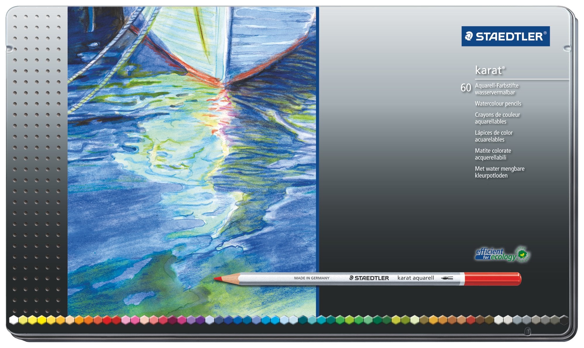 Staedtler Karat Aquarell Premium Watercolor Pencils, Set Of 60 Colors (125M60)
