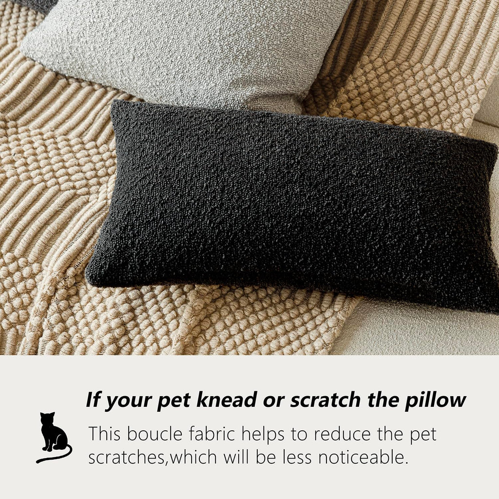 Foindtower Decorative Textured Boucle Throw Pillow Covers Accent Solid Lumbar Pillow Cases Neutral Soft Cozy Couch Cushion Case