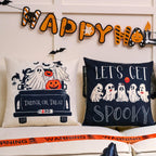 Hongsome Ghost Halloween Decor-Throw Pillow Covers 18X18In Set Of 4,Spooky Gothic Linen Pillow Case For Couch Fall Christmas Hol