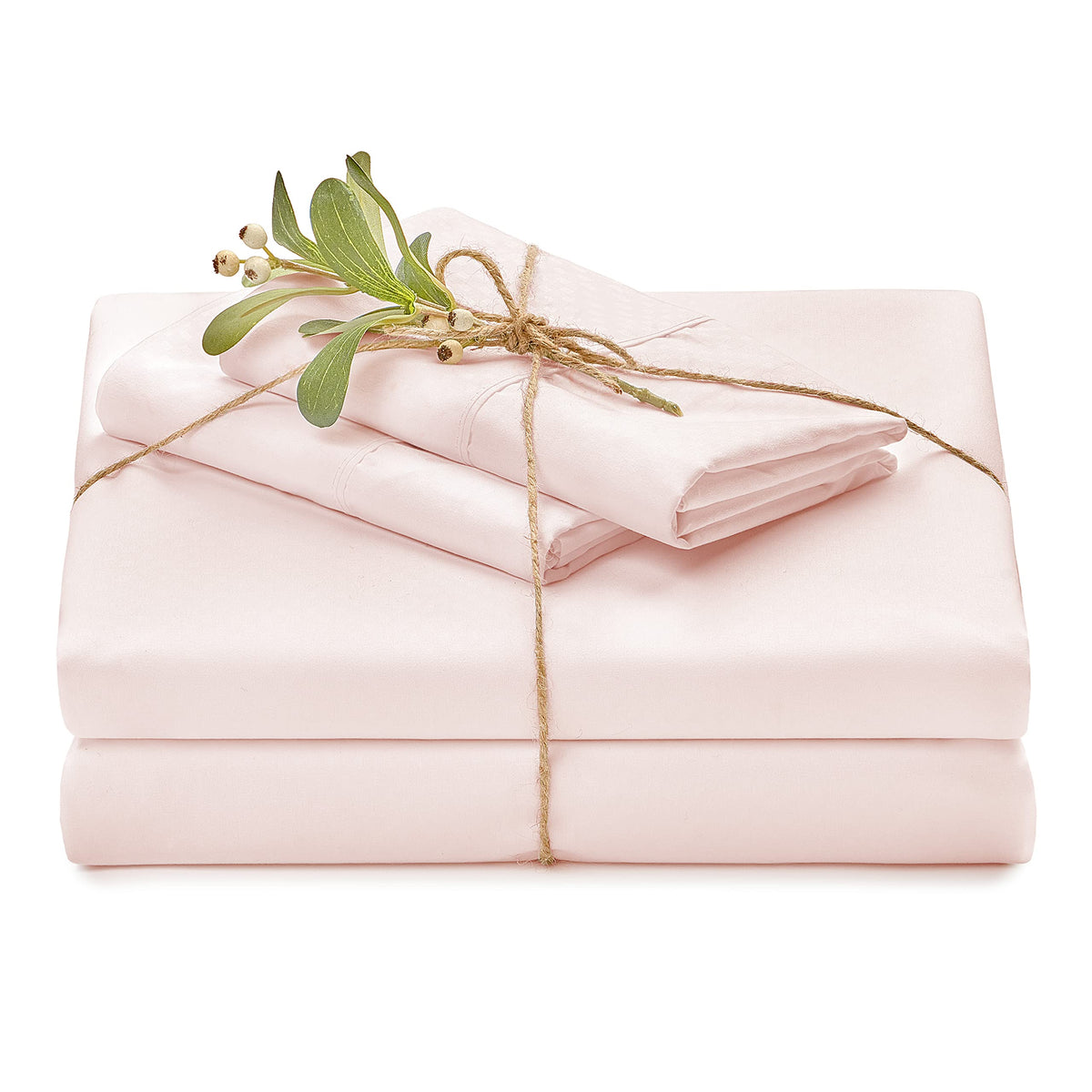Chanasya Premium Soft Embossed Light Pink King Bed Sheets Set 4-Piece - Percale Microfiber - Fitted Sheet Flat Sheet And Pillow