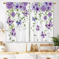 Laifzere Purple Floral Butterfly Kitchen Curtains Rustic Flower Small Short Cafe Window Curtains Farmhouse Spring Plant Botanica