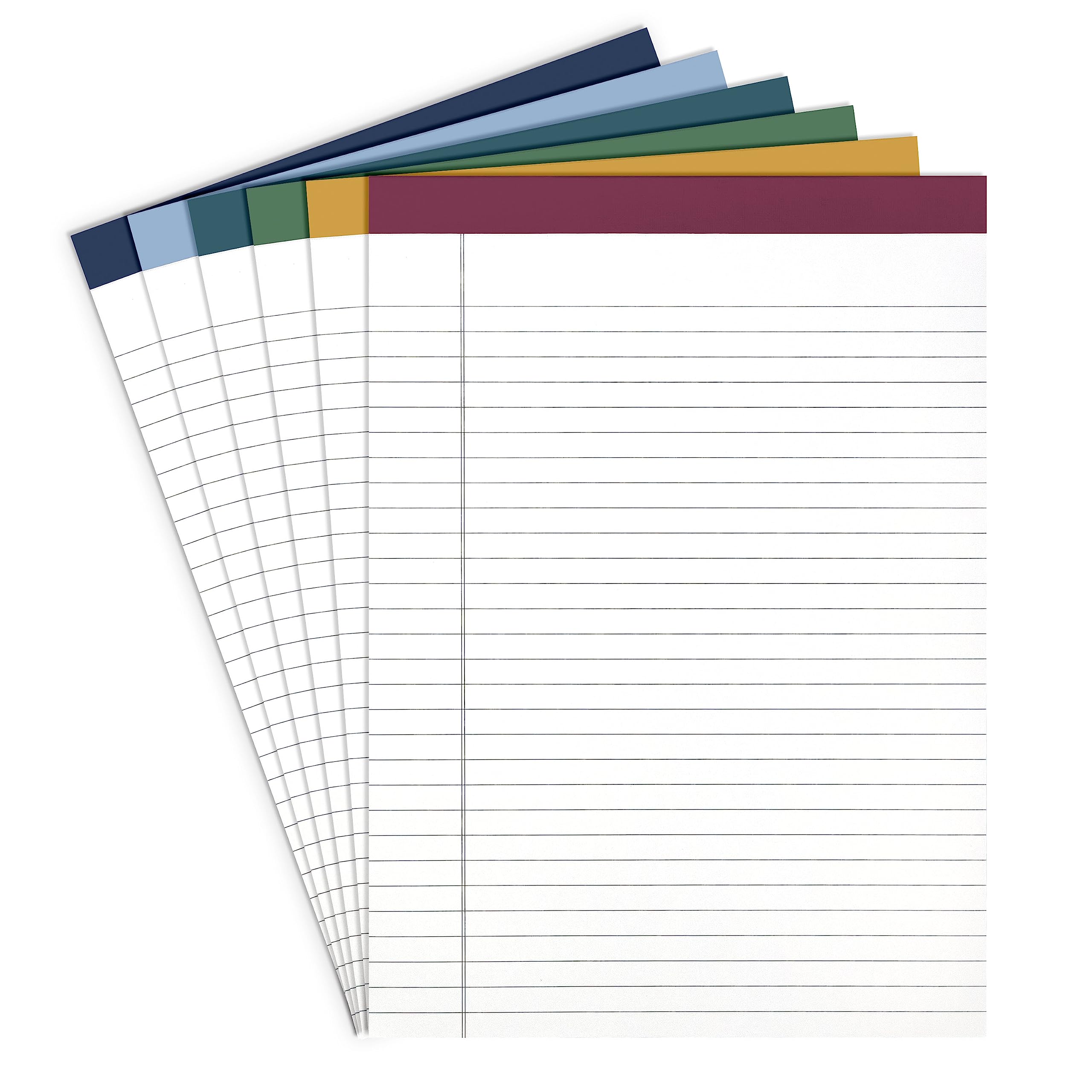 Paperage Lined Legal Pads, (Jewel Tone), 6 Pack, 50 Sheets Each, Wide/Legal Ruled, Note Pads, Paper, 8.5 Inches X 11 Inches