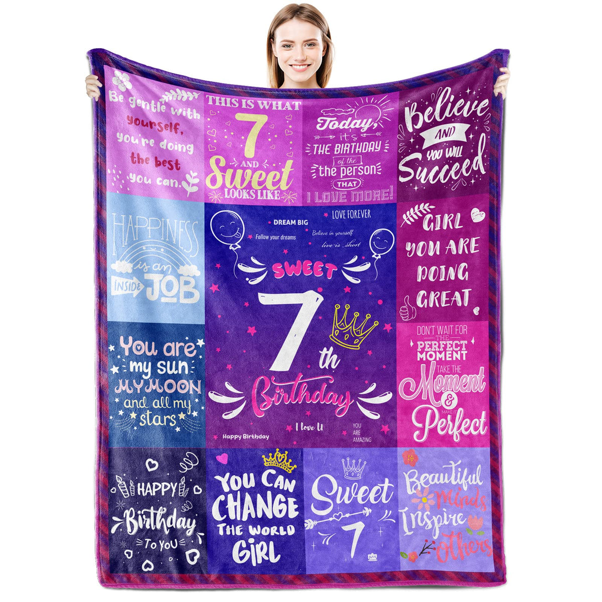 Aisde 7 Year Old Girl Birthday Gifts Blanket 60'X50', Birthday Gifts For 7 Year Old Girls, Best Presents For 7 Year Old Girls,