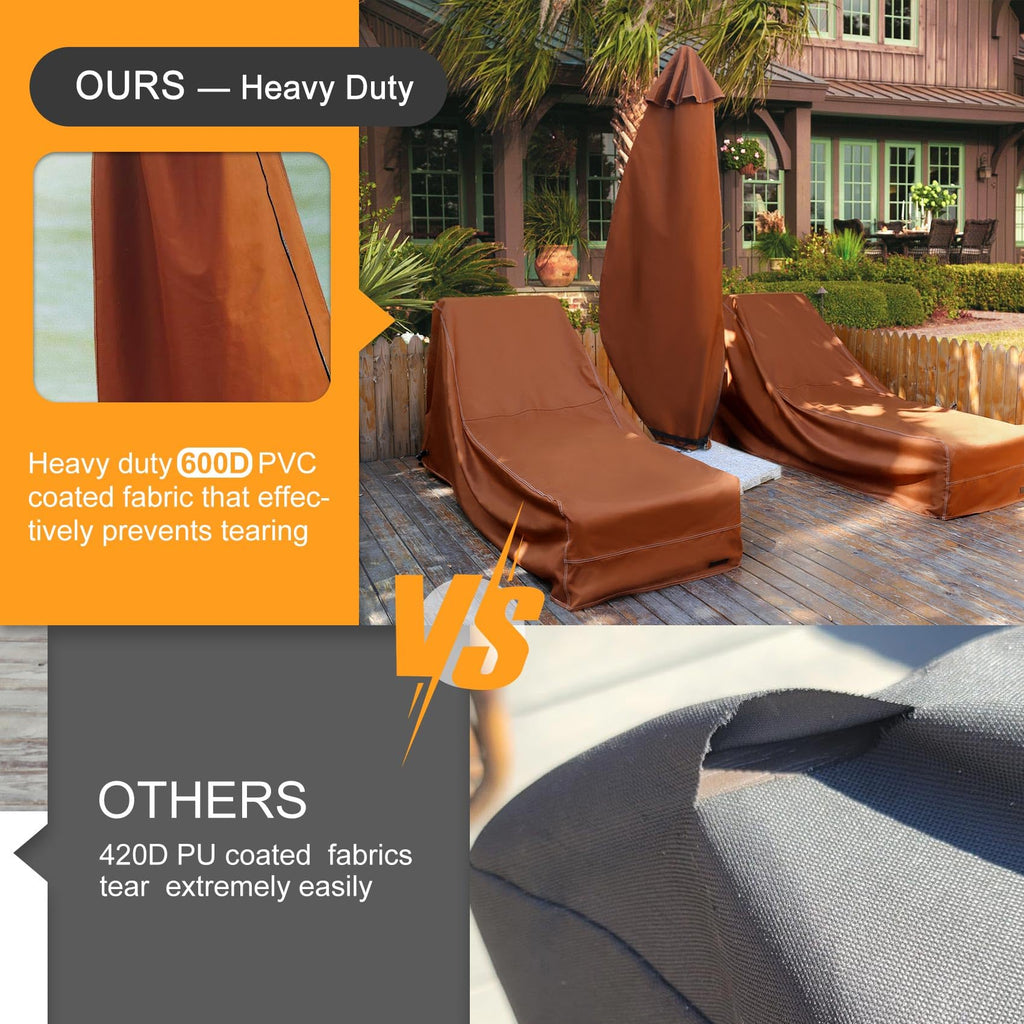Nettypro Umbrella Cover Outdoor Patio Waterproof Market Umbrella Cover Up To 12 Feet Outdoor Umbrella, Brown