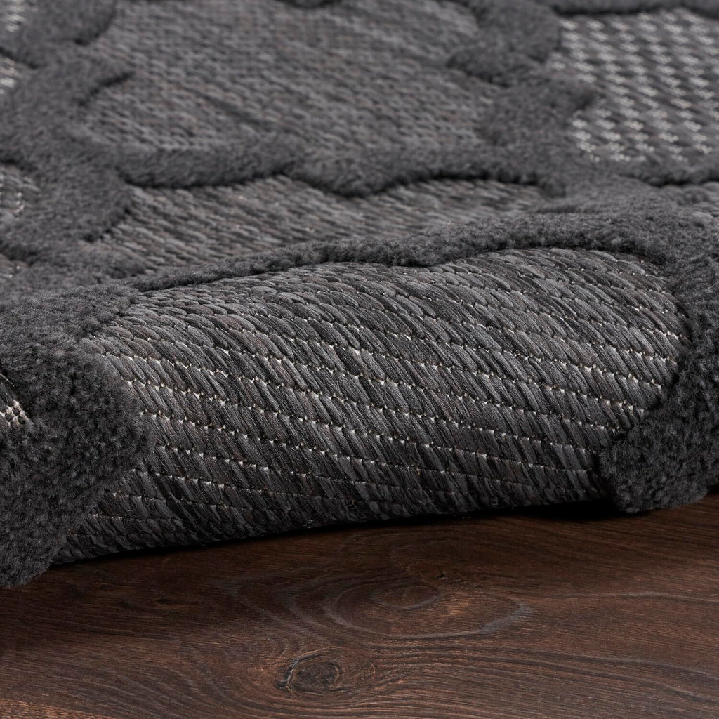 Nourison Easy Care Indoor/Outdoor Charcoal Black 10' X Round Area Rug, Easy Cleaning, Non Shedding, Bed Room, Living Room, Dining Room, Backyard, Deck, Patio (10 Round)