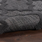 Nourison Easy Care Indoor/Outdoor Charcoal Black 10' X Round Area Rug, Easy Cleaning, Non Shedding, Bed Room, Living Room, Dining Room, Backyard, Deck, Patio (10 Round)