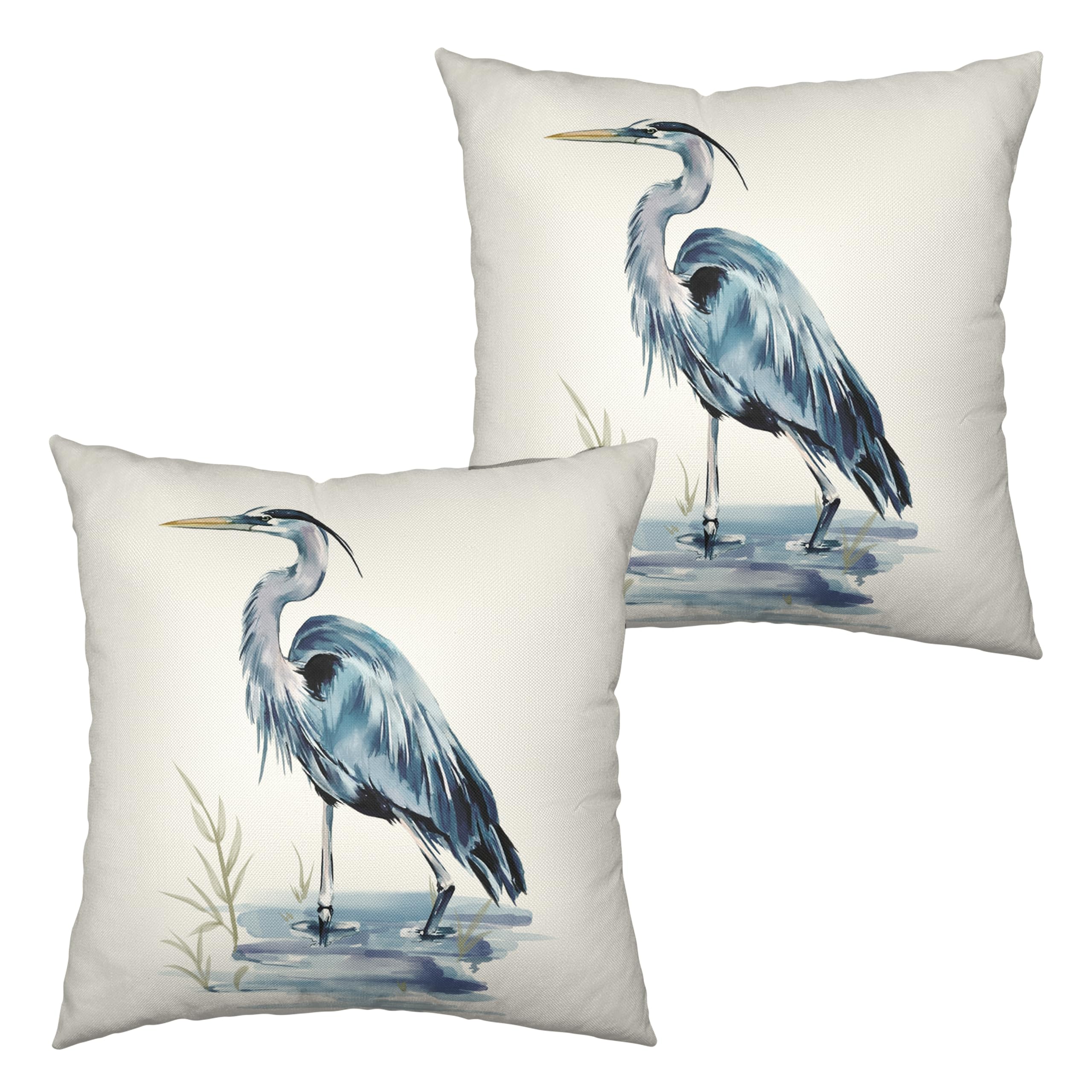 Kwlegh Watercolor Heron Pillow Covers Pelican Throw Pillow Covers 18X18 Set Of 2 Summer Bird Pattern Double Sided Printing Pillo