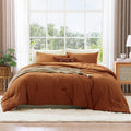 Wrensonge Burnt Orange Comforter Full Size, 3 Piece Soft Microfiber Full Size Comforter Sets(1 Full Size Comforter With 2 Pillow