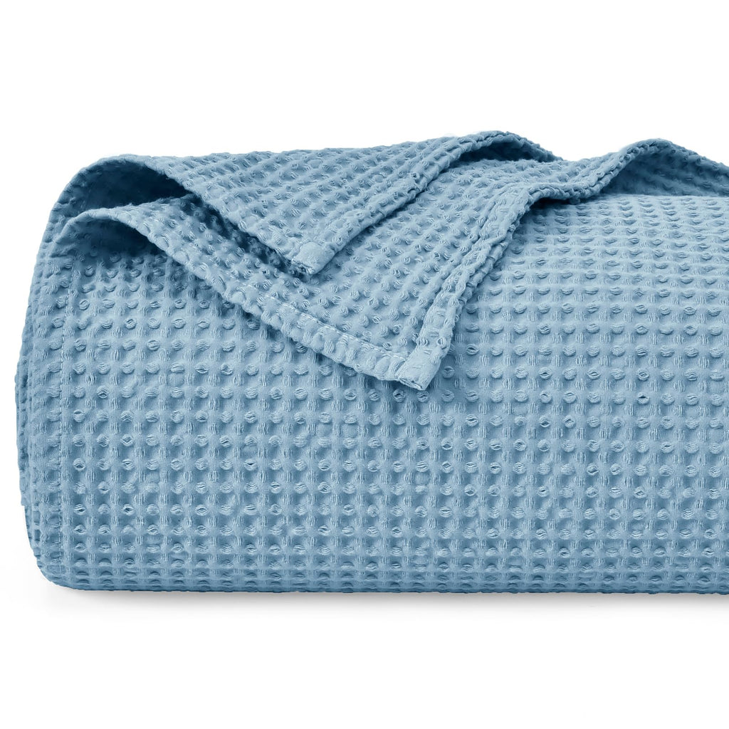 Phf 100% Cotton Waffle Weave Blanket Queen Size 90' X 90'-Lightweight Washed Soft Breathable Blanket Perfect For Summer- Great