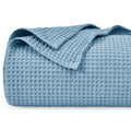 Phf 100% Cotton Waffle Weave Blanket Queen Size 90' X 90'-Lightweight Washed Soft Breathable Blanket Perfect For Summer- Great