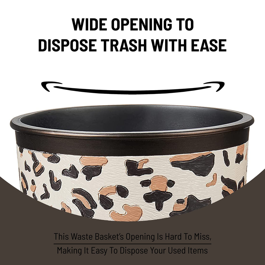 Popular Bath Jezella Collection Animal Print Trash Can, Multicolor, Resin Material, Open-Top, 9' X 6' X 9.5'