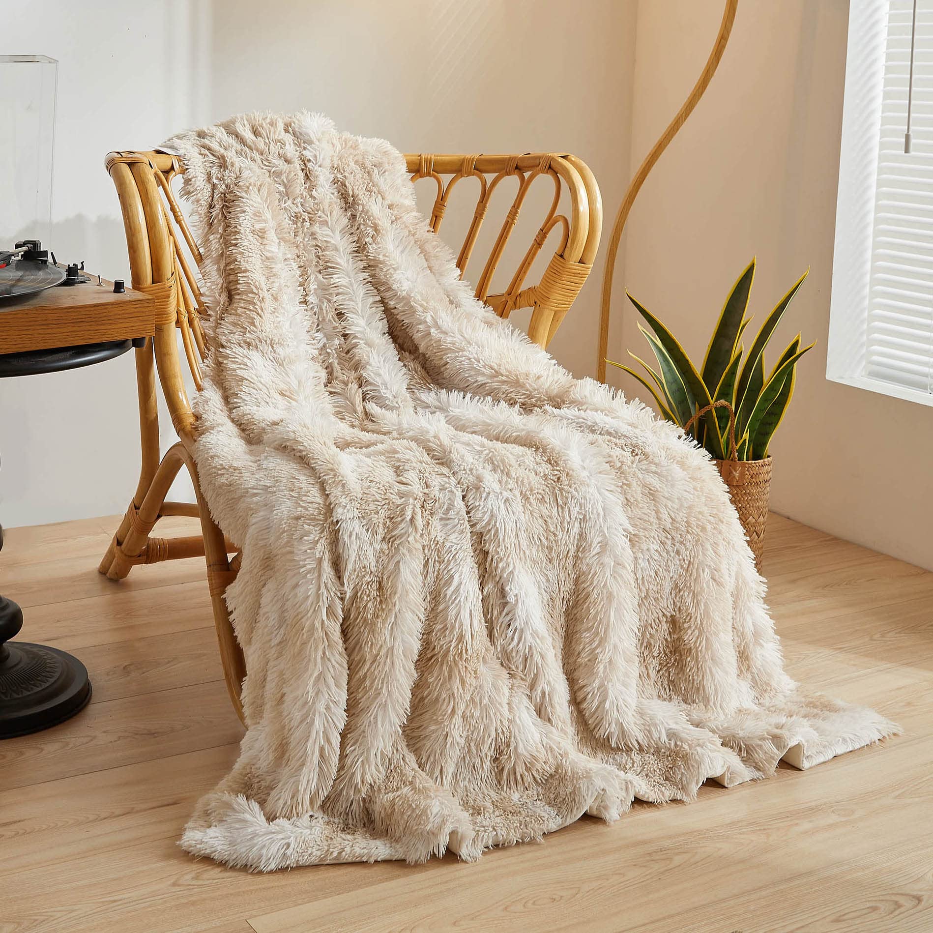 Xege Tie Dye Plush Faux Fur Throw Blanket,Cream Soft 50X60 Shaggy Furry Blanket Throw, Fluffy Microfiber Velvet Couch Blanket, C
