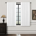 BrightWhite 100% Blackout Cafe Curtains 45 Inches Long 2 Panels Set, Short Linen Heat Blocking Drapes 46 Inch Small Window Decor
