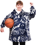 The Big Softy Oversized Blanket Hoodie Kids- Basketball Graphic Print Black Oversized Hoodie, Super Soft Sherpa Warm Hooded Blan