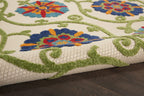 HomeRoots Blue/Multicolor 100% Polypropylene 5’ Round Blue Vines Indoor Outdoor Area Rug
