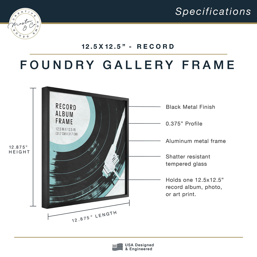 Mcs Master & Co. Foundry Metal Gallery Wall Frame, Black, 12.5 X 12.5 In Without Mat