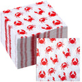 Lewtemi 100 Pack Crab Napkins, Seafood Boil Party Supplies, 13 x 13 Inch Disposable Paper Napkins for BBQ, Beach, Picnic, Summer