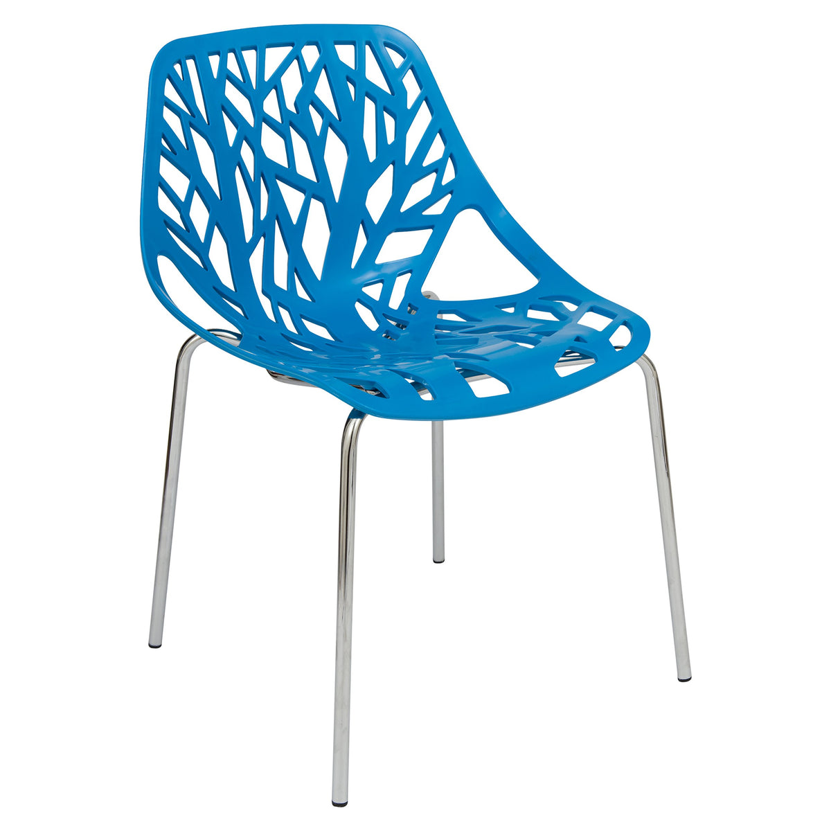 LeisureMod Modern Asbury Dining Chair with Chromed Legs, Blue