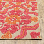 HomeRoots Pink and Orange Moroccan Indoor Outdoor Area Rug
